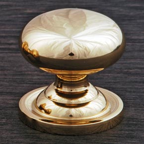 RK International [CK-3217-ATB] Solid Brass Cabinet Knob - Small Solid Round w/ Back Plate - Polished Brass Finish - 1 1/4" Dia.