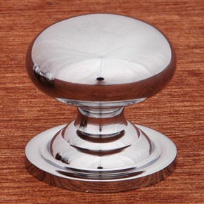 RK International [CK-3217-ATC] Solid Brass Cabinet Knob - Small Solid Round w/ Back Plate - Chrome Finish - 1 1/4" Dia.
