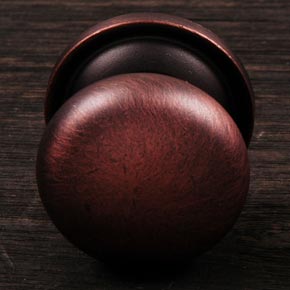RK International [CK-3217-ATDC] Solid Brass Cabinet Knob - Small Solid Round w/ Back Plate - Distressed Copper Finish - 1 1/4" Dia.