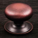 RK International [CK-3217-ATDC] Solid Brass Cabinet Knob - Small Solid Round w/ Back Plate - Distressed Copper Finish - 1 1/4" Dia.