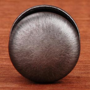 RK International [CK-3217-ATDN] Solid Brass Cabinet Knob - Small Solid Round w/ Back Plate - Distressed Nickel Finish - 1 1/4" Dia.