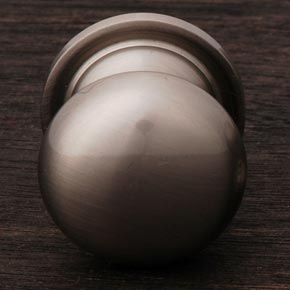 RK International [CK-3217-ATP] Solid Brass Cabinet Knob - Small Solid Round w/ Back Plate - Pewter Finish - 1 1/4" Dia.
