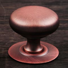 RK International [CK-3217-DC] Hollow Brass Cabinet Knob - Small Hollow Round w/ Detachable Back Plate - Distressed Copper Finish - 1 1/4" Dia.