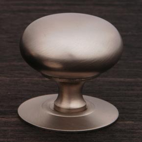 RK International [CK-3217-P] Solid Brass Cabinet Knob - Small Hollow Round w/ Detachable Back Plate - Pewter Finish - 1 1/4" Dia.