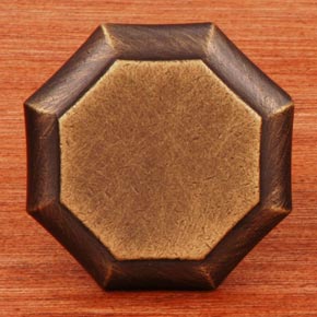 RK International [CK-3252-AE] Solid Brass Cabinet Knob - Octagonal - Antique English Finish - 1 1/4" Dia.