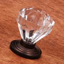 RK International [CK-3AC-RB] Acrylic Cabinet Knob - Acrylic Diamond Cut - Oil Rubbed Bronze Stem - 1 1/4&quot; Dia.