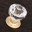 RK International [CK-3AC] Acrylic Cabinet Knob - Acrylic Diamond Cut - Polished Brass Stem - 1 1/4" Dia.