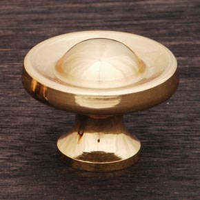 RK International [CK-414-B] Solid Brass Cabinet Knob - French Contoured - Polished Brass Finish - 1 1/4" Dia.