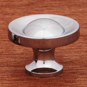 RK International [CK-414-C] Solid Brass Cabinet Knob - French Contoured - Chrome Finish - 1 1/4" Dia.