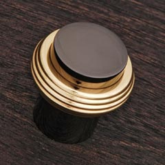 RK International [CK-4214-NB] Solid Brass Cabinet Knob - Solid Swirl Rod - Black Nickel &amp; Polished Brass Finish - 1 1/4&quot; Dia.