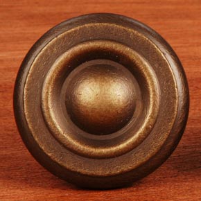 RK International [CK-4243-AE] Solid Brass Cabinet Knob - Large Solid Georgian - Antique English Finish - 1 1/2" Dia.