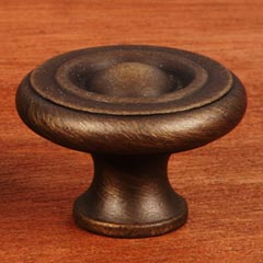 RK International [CK-4243-AE] Solid Brass Cabinet Knob - Large Solid Georgian - Antique English Finish - 1 1/2&quot; Dia.