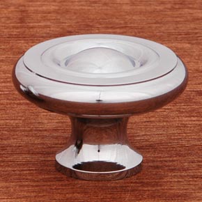 RK International [CK-4243-C] Solid Brass Cabinet Knob - Large Solid Georgian - Chrome Finish - 1 1/2" Dia.