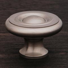 RK International [CK-4243-P] Solid Brass Cabinet Knob - Large Solid Georgian - Satin Nickel Finish - 1 1/2" Dia.