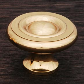 RK International [CK-4243] Solid Brass Cabinet Knob - Large Solid Georgian - Polished Brass Finish - 1 1/2" Dia.