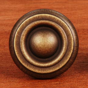 RK International [CK-4244-AE] Solid Brass Cabinet Knob - Small Solid Georgian - Antique English Finish - 1 1/4" Dia.