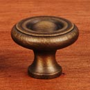 RK International [CK-4244-AE] Solid Brass Cabinet Knob - Small Solid Georgian - Antique English Finish - 1 1/4" Dia.