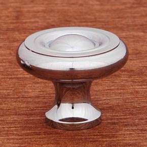 RK International [CK-4244-C] Solid Brass Cabinet Knob - Small Solid Georgian - Chrome Finish - 1 1/4" Dia.