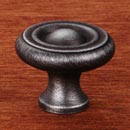 RK International [CK-4244-DN] Solid Brass Cabinet Knob - Small Solid Georgian - Distressed Nickel Finish - 1 1/4&quot; Dia.