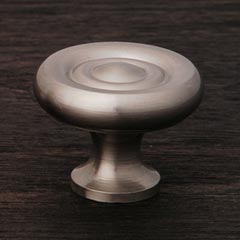 RK International [CK-4244-P] Solid Brass Cabinet Knob - Small Solid Georgian - Satin Nickel Finish - 1 1/4" Dia.