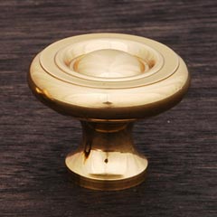 RK International [CK-4244] Solid Brass Cabinet Knob - Small Solid Georgian - Polished Brass Finish - 1 1/4" Dia.