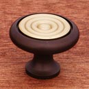RK International [CK-4248-BRB] Solid Brass Cabinet Knob - Riveted Brass Circle Insert - Oil Rubbed Bronze &amp; Polished Brass Finish - 1 1/4&quot; Dia.