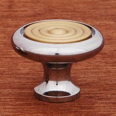 RK International [CK-4248] Solid Brass Cabinet Knob - Riveted Brass Circle Insert - Polished Chrome &amp; Polished Brass Finish - 1 1/4&quot; Dia.