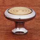 RK International [CK-4248] Solid Brass Cabinet Knob - Riveted Brass Circle Insert - Polished Chrome &amp; Polished Brass Finish - 1 1/4&quot; Dia.