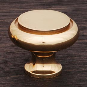 RK International [CK-5214-B] Solid Brass Cabinet Knob - Plain w/ Flat Brass Insert - Polished Brass Finish - 1 1/4" Dia.