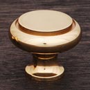 RK International [CK-5214-B] Solid Brass Cabinet Knob - Plain w/ Flat Brass Insert - Polished Brass Finish - 1 1/4&quot; Dia.