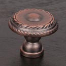 RK International [CK-706-DC] Solid Brass Cabinet Knob - Small Double Roped Edge - Distressed Copper Finish - 1 1/4" Dia.