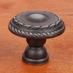 RK International [CK-706-DN] Solid Brass Cabinet Knob - Small Double Roped Edge - Distressed Nickel Finish - 1 1/4&quot; Dia.
