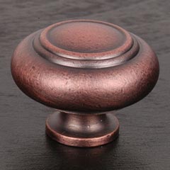 RK International [CK-707-DC] Solid Brass Cabinet Knob - Large Double Ringed - Distressed Copper Finish - 1 1/2&quot; Dia.