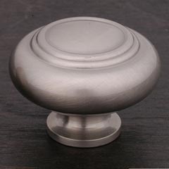 RK International [CK-707-P] Solid Brass Cabinet Knob - Large Double Ringed - Satin Nickel Finish - 1 1/2&quot; Dia.