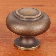 RK International [CK-708-AE] Solid Brass Cabinet Knob - Small Double Ringed - Antique English Finish - 1 1/4&quot; Dia.