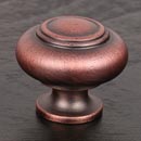 RK International [CK-708-DC] Solid Brass Cabinet Knob - Small Double Ringed - Distressed Copper Finish - 1 1/4" Dia.