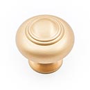 RK International [CK-708-SB] Solid Brass Cabinet Knob – Small Double Ringed – Satin Brass Finish