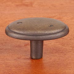 RK International [CK-712-AE] Solid Brass Cabinet Knob - Distressed Oval w/ Ring Edge - Antique English Finish - 1 5/8&quot; L