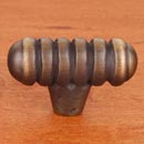 RK International [CK-713-AE] Solid Brass Cabinet Knob - Distressed Large Ribbed - Antique English Finish - 1 13/16&quot; L