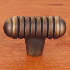 RK International [CK-714-AE] Solid Brass Cabinet Knob - Distressed Small Ribbed - Antique English Finish - 1 9/16&quot; L