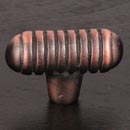RK International [CK-714-DC] Solid Brass Cabinet Knob - Distressed Small Ribbed - Distressed Copper Finish - 1 9/16" L