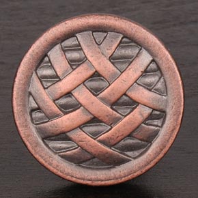 RK International [CK-751-DC] Solid Brass Cabinet Knob - Large Cross-Hatched - Distressed Copper Finish - 1 1/2" Dia.