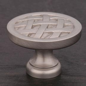 RK International [CK-751-P] Solid Brass Cabinet Knob - Large Cross-Hatched - Pewter Finish - 1 1/2" Dia.