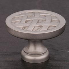 RK International [CK-751-P] Solid Brass Cabinet Knob - Large Cross-Hatched - Satin Nickel Finish - 1 1/2" Dia.