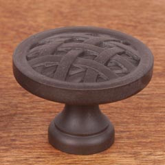 RK International [CK-751-RB] Solid Brass Cabinet Knob - Large Cross-Hatched - Oil Rubbed Bronze Finish - 1 1/2" Dia.