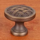RK International [CK-752-AE] Solid Brass Cabinet Knob - Small Cross-Hatched - Antique English Finish - 1 1/4" Dia.