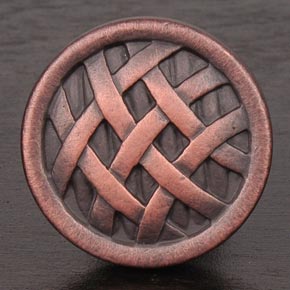 RK International [CK-752-DC] Solid Brass Cabinet Knob - Small Cross-Hatched - Distressed Copper Finish - 1 1/4" Dia.
