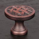 RK International [CK-752-DC] Solid Brass Cabinet Knob - Small Cross-Hatched - Distressed Copper Finish - 1 1/4" Dia.