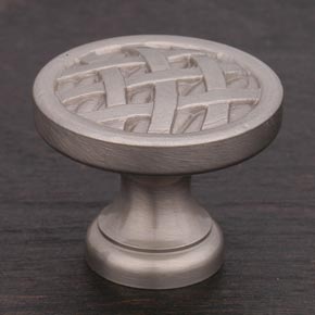 RK International [CK-752-P] Solid Brass Cabinet Knob - Small Cross-Hatched - Pewter Finish - 1 1/4" Dia.