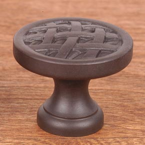 RK International [CK-752-RB] Solid Brass Cabinet Knob - Small Cross-Hatched - Oil Rubbed Bronze Finish - 1 1/4" Dia.